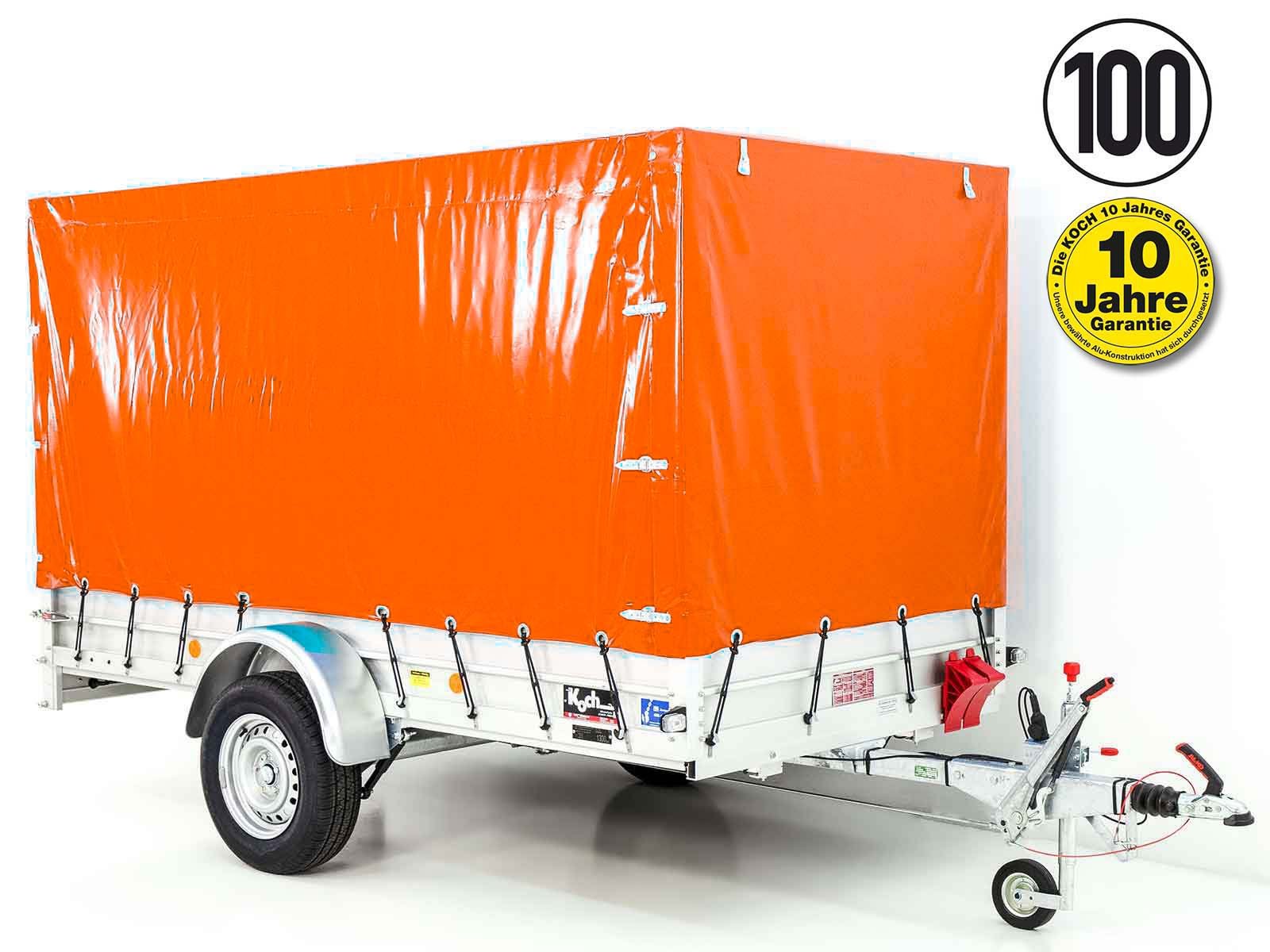 Reboque Cook com lona 150x300cm 1300kg | Tipo 7.13 | Lona alta 160cm - Laranja